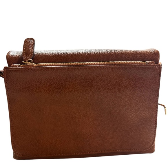 Street Level Brown Faux Leather Crossbody Bag with leopard guitar strap - Picture 6 of 6